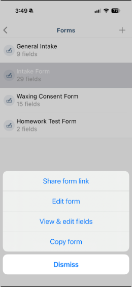 Form menu