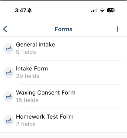 Forms list